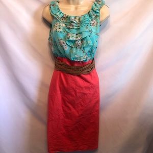Alyx Dress Floral Print Teal/Salmon Dress
